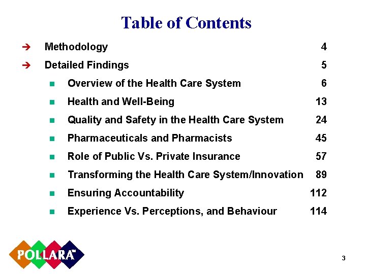 Table of Contents è Methodology 4 è Detailed Findings 5 n Overview of the