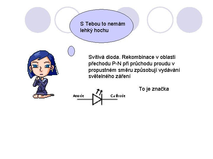 S Tebou to nemám lehký hochu Svítivá dioda. Rekombinace v oblasti přechodu P-N při