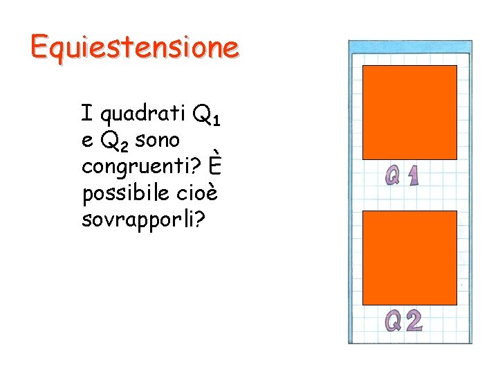 Equiestensione I quadrati Q 1 e Q 2 sono congruenti? È possibile cioè sovrapporli?