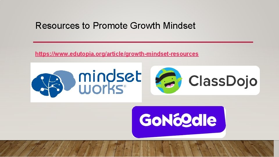Resources to Promote Growth Mindset https: //www. edutopia. org/article/growth-mindset-resources 