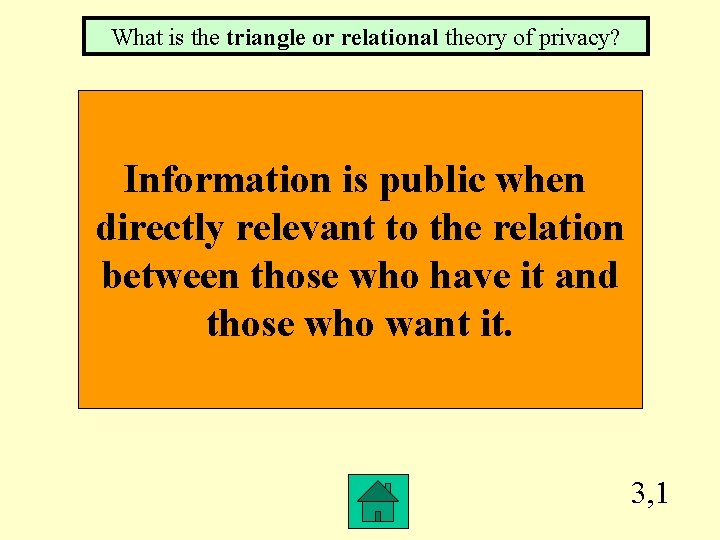 What is the triangle or relational theory of privacy? Information is public when directly