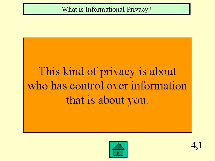 What is Informational Privacy? This kind of privacy is about who has control over