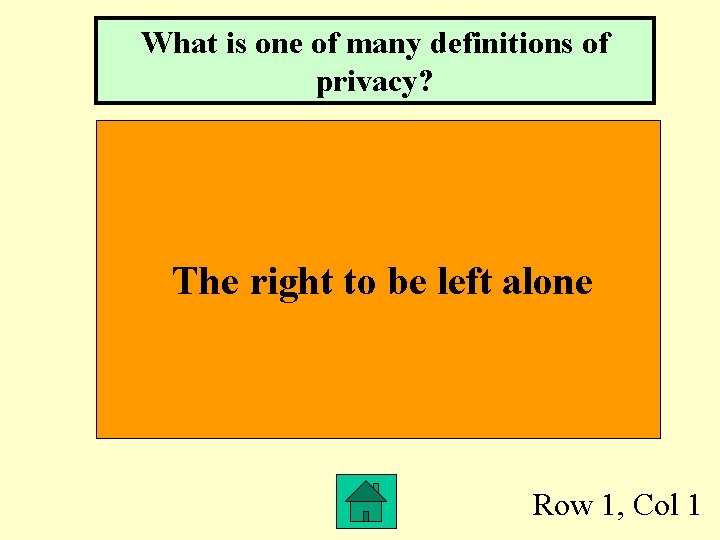 What is one of many definitions of privacy? The right to be left alone