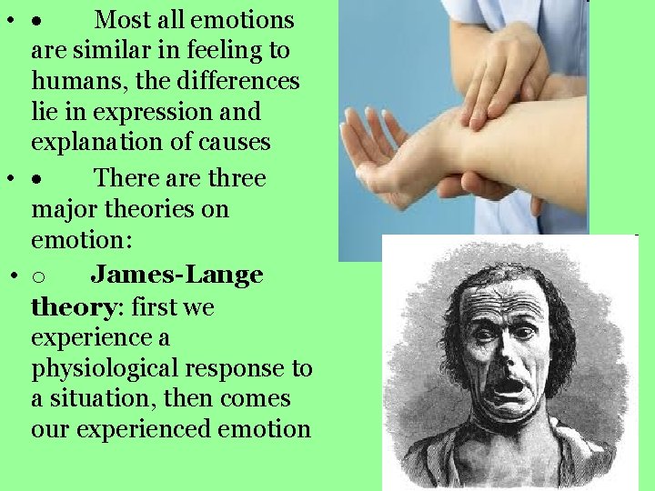  • · Most all emotions are similar in feeling to humans, the differences