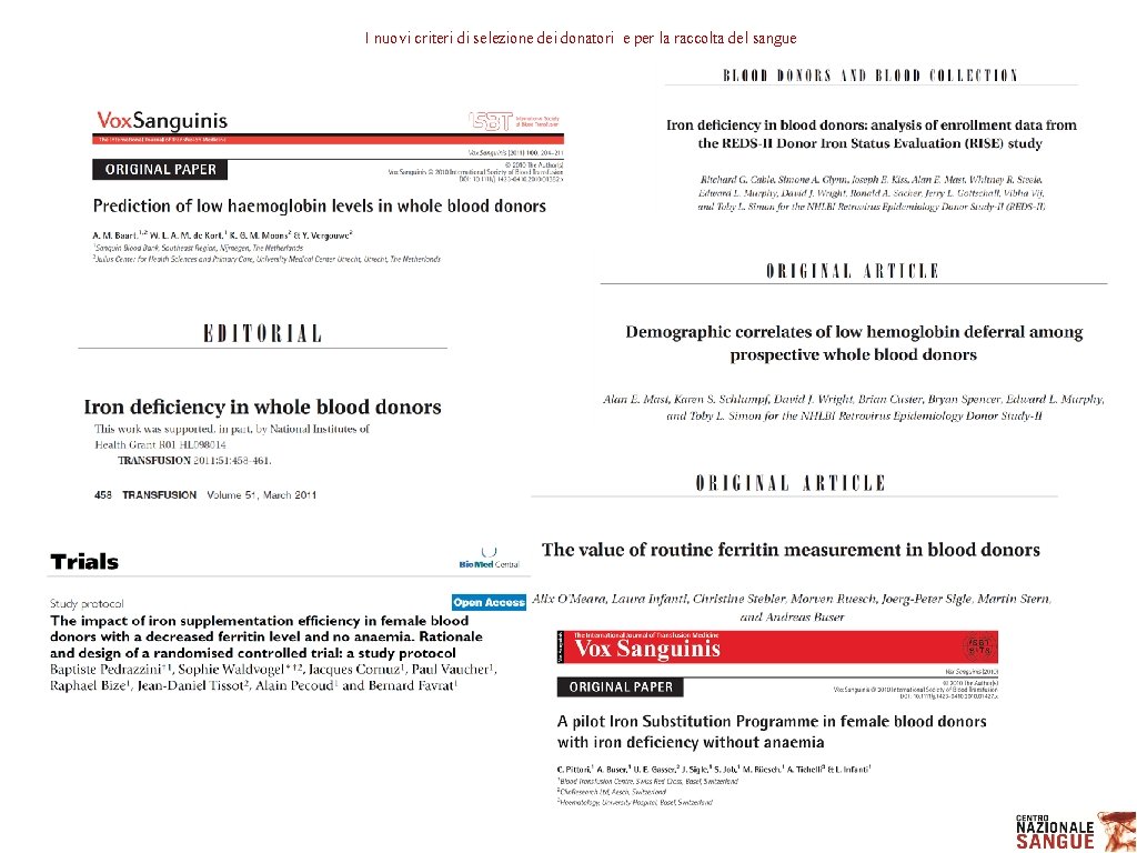 I nuovi criteri di selezione dei donatori e per la raccolta del sangue 