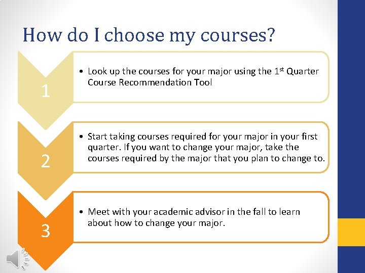 How do I choose my courses? 1 2 3 • Look up the courses