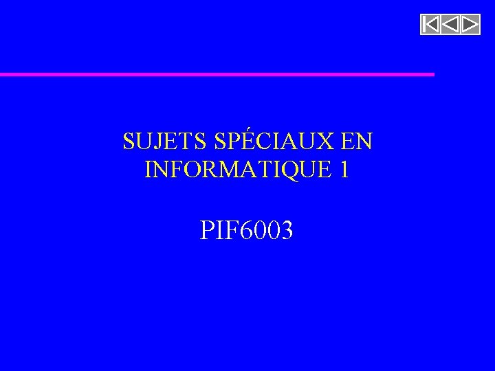 SUJETS SPÉCIAUX EN INFORMATIQUE 1 PIF 6003 SUJETS SPÉCIAUX EN INFORMATIQUE 1 PIF 6003