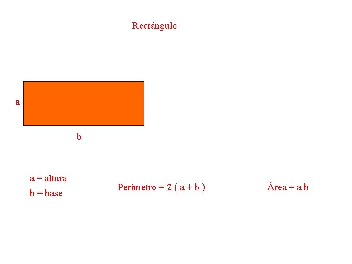 Rectángulo a b a = altura b = base Perímetro = 2 ( a