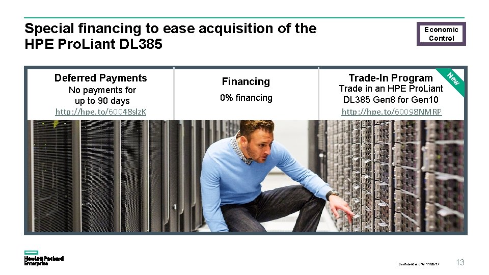 Special financing to ease acquisition of the HPE Pro. Liant DL 385 0% financing
