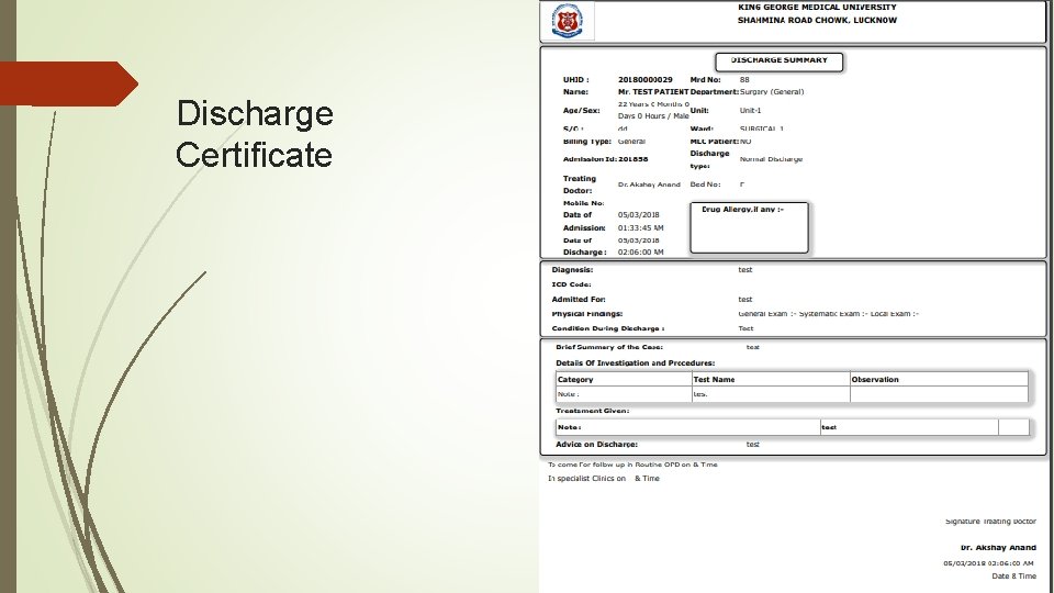 Discharge Certificate 