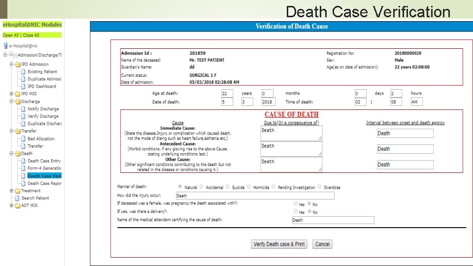 Death Case Verification 