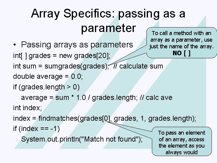 Array Specifics: passing as a Click to edit Master title style parameter To call