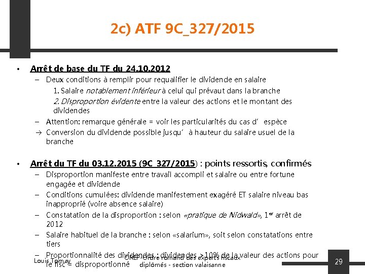 2 c) ATF 9 C_327/2015 • Arrêt de base du TF du 24. 10.