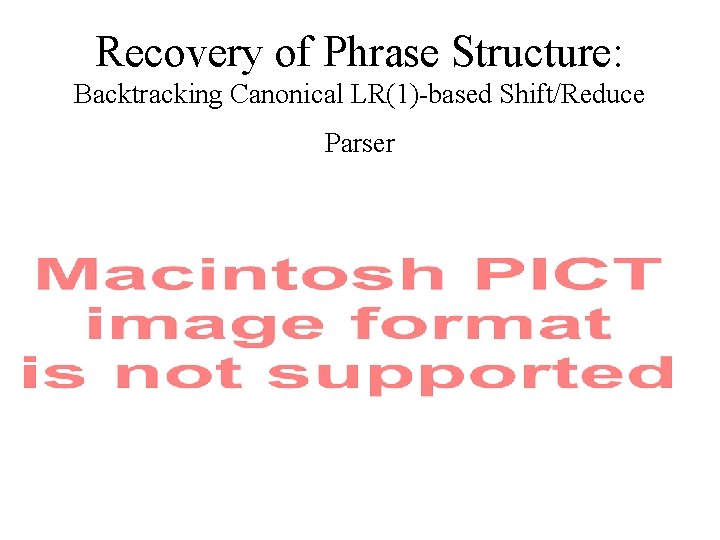 Recovery of Phrase Structure: Backtracking Canonical LR(1)-based Shift/Reduce Parser 