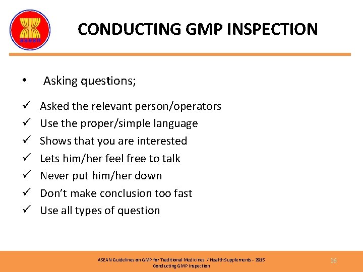 Example Gmp Assessment Question ASEAN Guidelines on GMP for Traditional Medicines Health