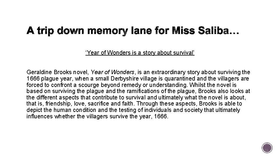 ‘Year of Wonders is a story about survival’ Geraldine Brooks novel, Year of Wonders,