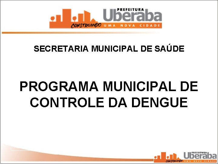 SECRETARIA MUNICIPAL DE SAÚDE PROGRAMA MUNICIPAL DE CONTROLE DA DENGUE 