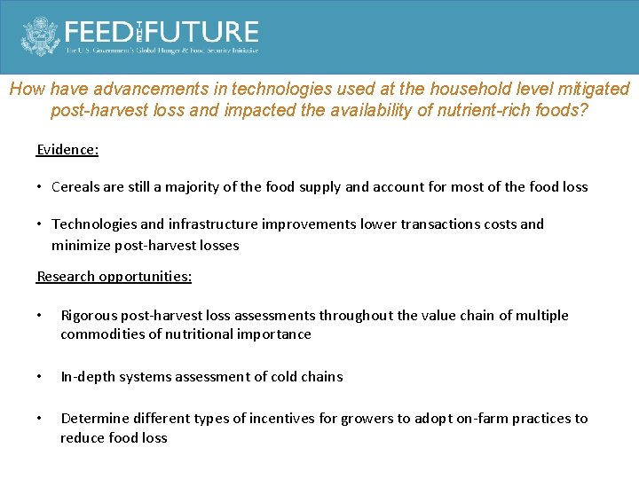 How have advancements in technologies used at the household level mitigated post-harvest loss and