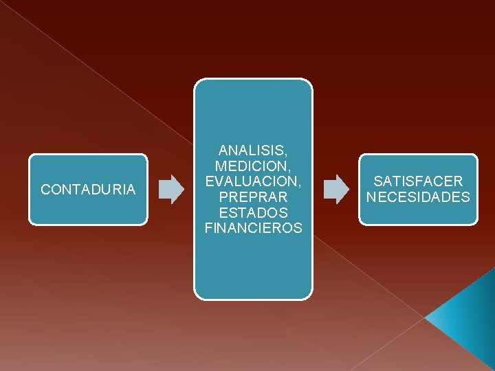 CONTADURIA ANALISIS, MEDICION, EVALUACION, PREPRAR ESTADOS FINANCIEROS SATISFACER NECESIDADES 