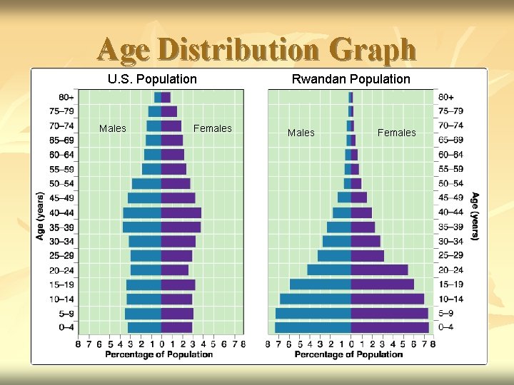 Age Distribution Graph U. S. Population Males Females Rwandan Population Males Females 