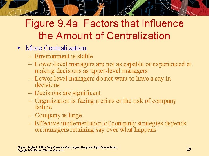 Figure 9. 4 a Factors that Influence the Amount of Centralization • More Centralization