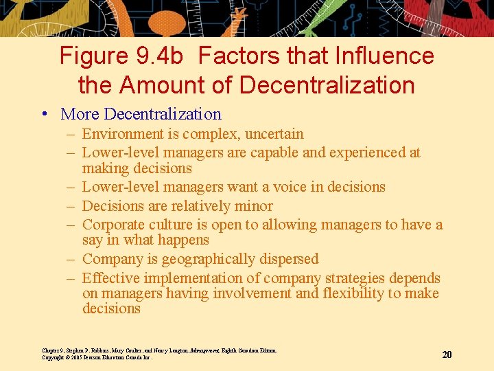 Figure 9. 4 b Factors that Influence the Amount of Decentralization • More Decentralization
