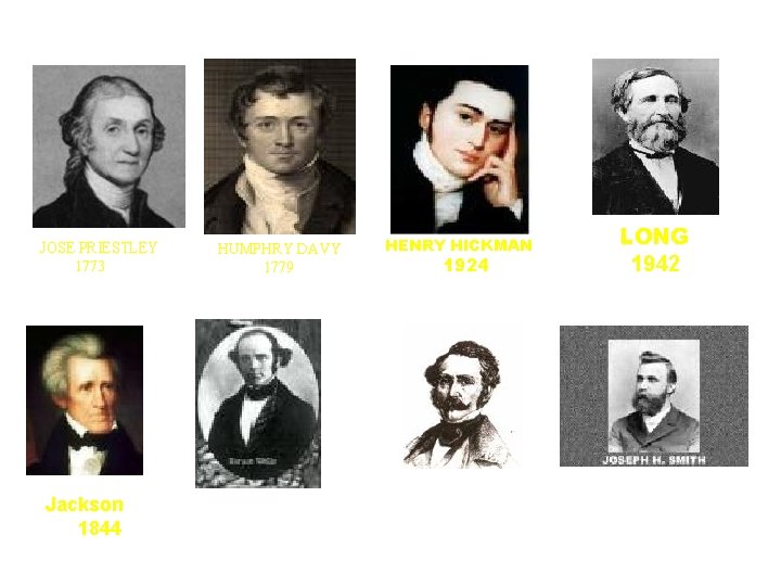 HISTORIA DA ANESTESIA INALATORA JOSE PRIESTLEY 1773 Jackson 1844 HUMPHRY DAVY 1779 Wells 1844