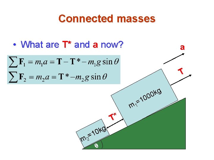 Connected masses • What are T* and a now? a T m T* q