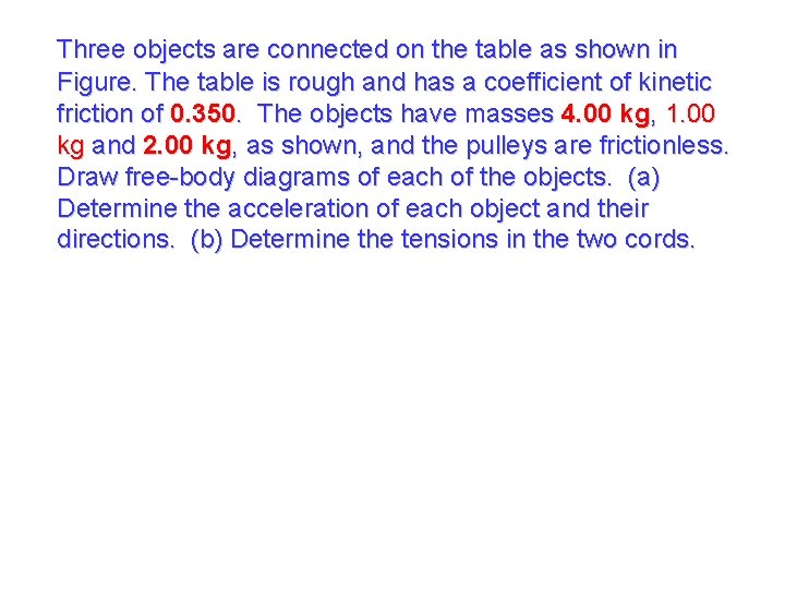 Three objects are connected on the table as shown in Figure. The table is