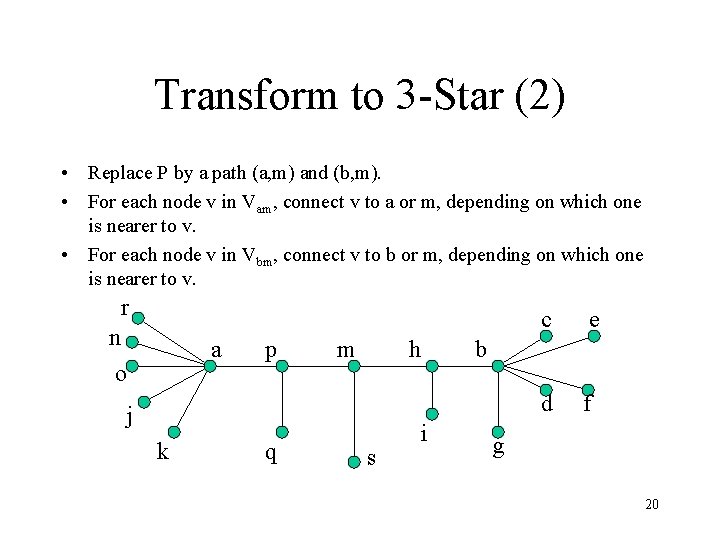 Transform to 3 -Star (2) • Replace P by a path (a, m) and
