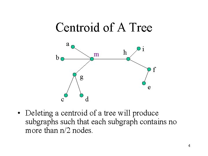 Centroid of A Tree a m b h i f g e c d