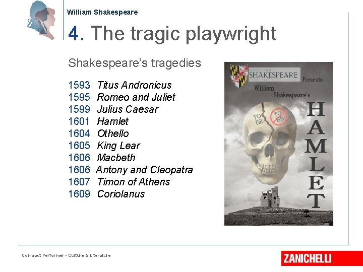 William Shakespeare 4. The tragic playwright Shakespeare’s tragedies 1593 1595 1599 1601 1604 1605