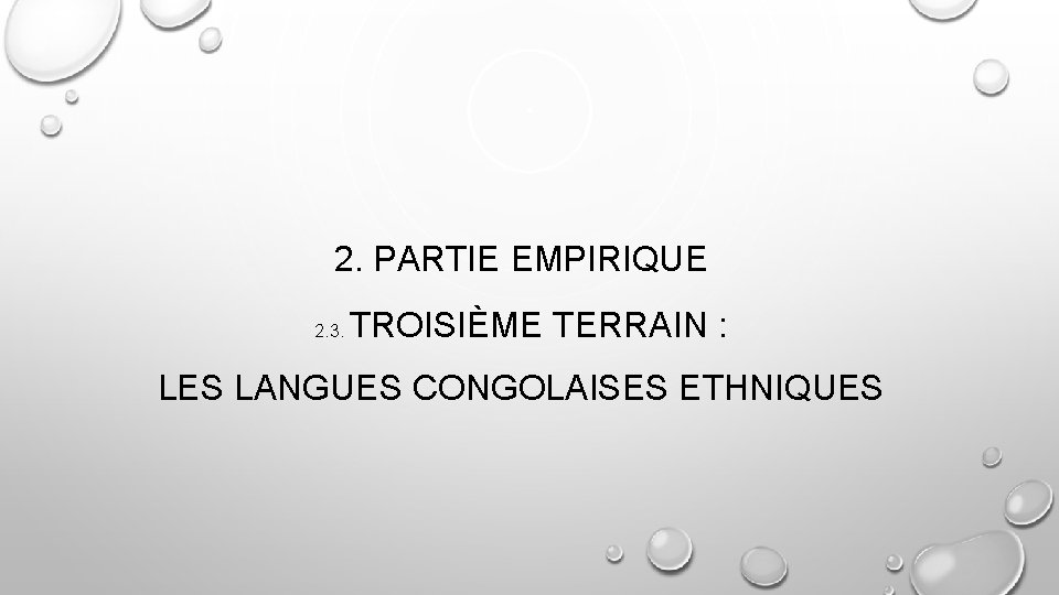 2. PARTIE EMPIRIQUE 2. 3. TROISIÈME TERRAIN : LES LANGUES CONGOLAISES ETHNIQUES 