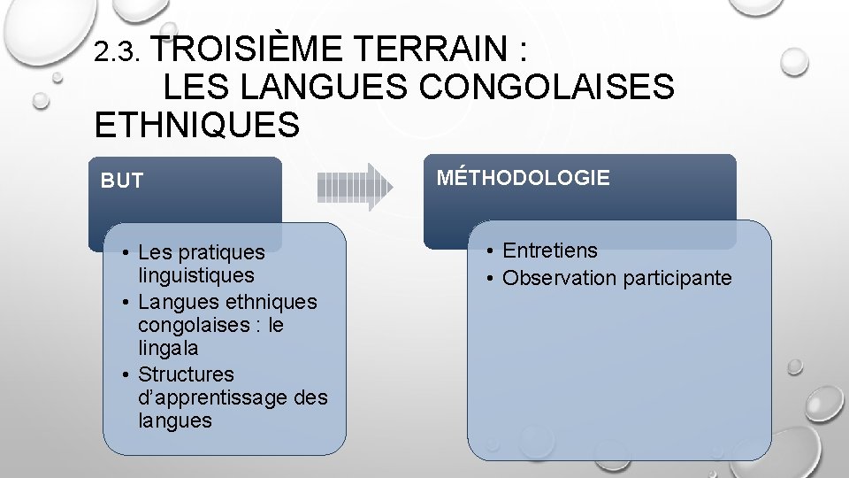 2. 3. TROISIÈME TERRAIN : LES LANGUES CONGOLAISES ETHNIQUES BUT • Les pratiques linguistiques