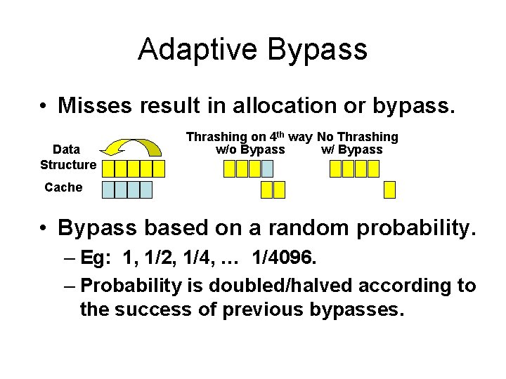 Adaptive Bypass • Misses result in allocation or bypass. Data Structure Thrashing on 4