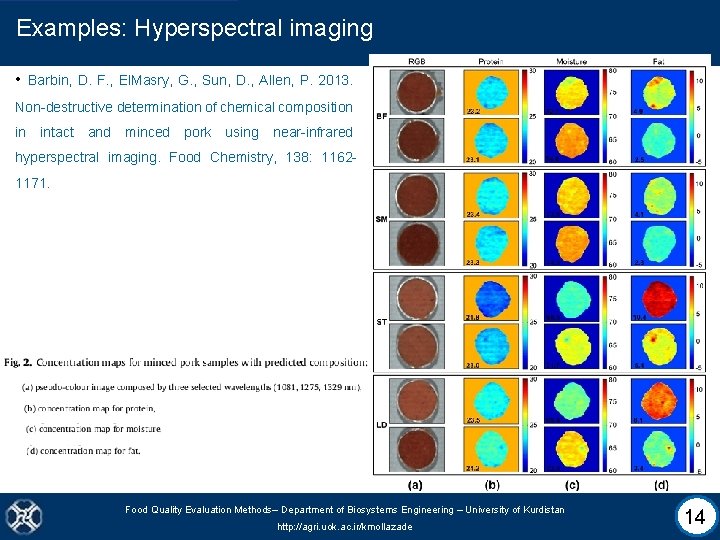 Examples: Hyperspectral imaging • Barbin, D. F. , El. Masry, G. , Sun, D.