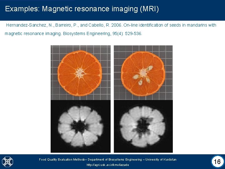 Examples: Magnetic resonance imaging (MRI) Hernandez-Sanchez, N. , Barreiro, P. , and Cabello, R.