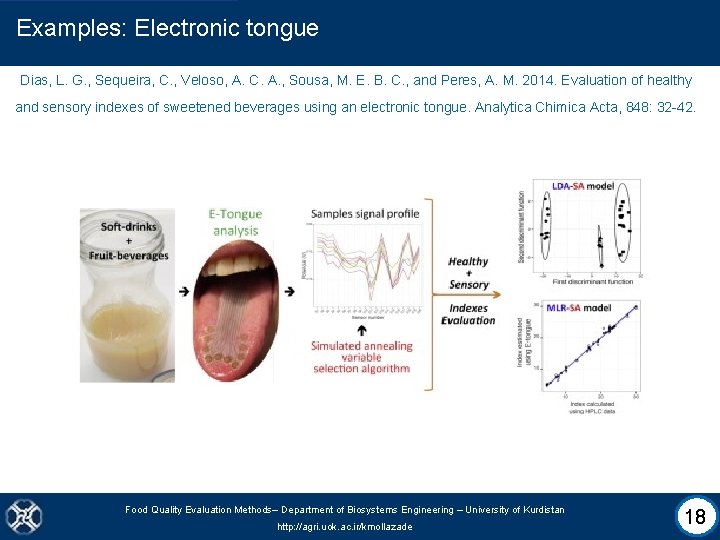 Examples: Electronic tongue Dias, L. G. , Sequeira, C. , Veloso, A. C. A.