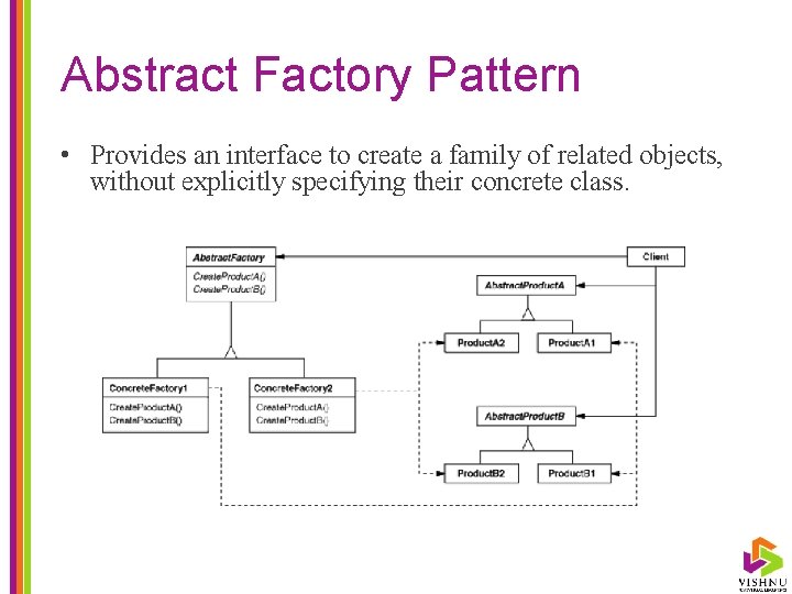 Abstract Factory Pattern • Provides an interface to create a family of related objects,