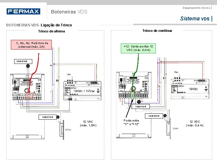 Departamento técnico | Botoneiras VDS Sistema VDS | BOTONEIRAS VDS- Ligação de Trinco de