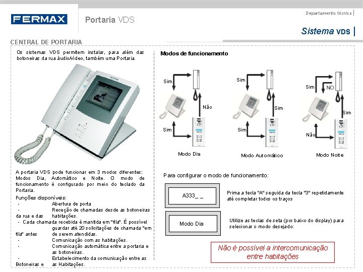 Departamento técnico | Portaria VDS Sistema VDS | CENTRAL DE PORTARIA Os sistemas VDS