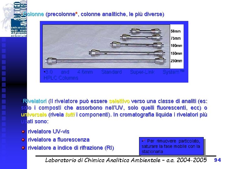  • Colonne (precolonne*, colonne analitiche, le più diverse) • 3. 0 and 4.