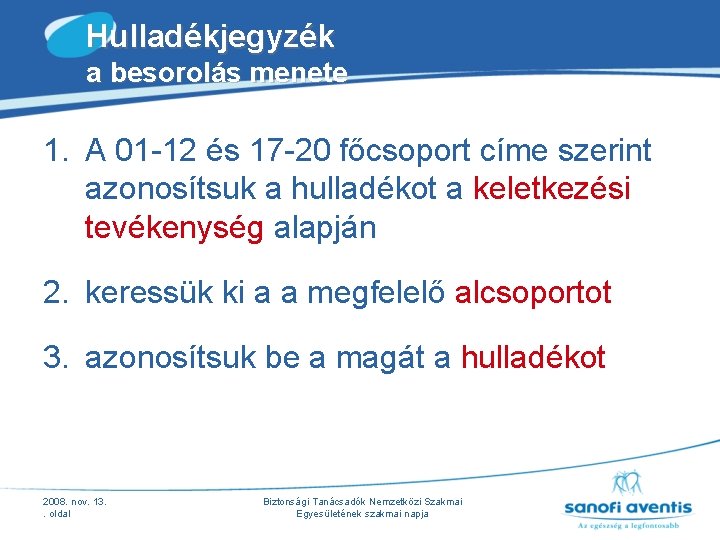Hulladékjegyzék a besorolás menete 1. A 01 -12 és 17 -20 főcsoport címe szerint Hulladékjegyzék a besorolás menete 1. A 01 -12 és 17 -20 főcsoport címe szerint