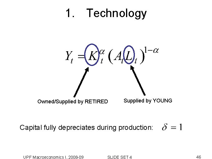 1. Technology Owned/Supplied by RETIRED Supplied by YOUNG Capital fully depreciates during production: UPF 1. Technology Owned/Supplied by RETIRED Supplied by YOUNG Capital fully depreciates during production: UPF