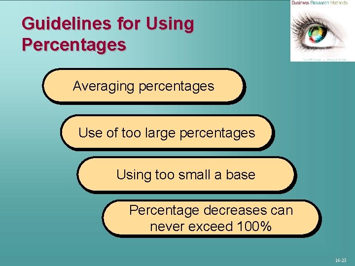 Guidelines for Using Percentages Averaging percentages Use of too large percentages Using too small