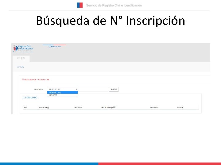 Búsqueda de N° Inscripción 