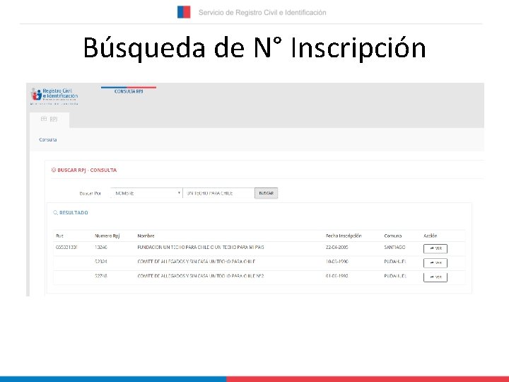 Búsqueda de N° Inscripción 