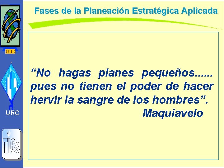 Fases de la Planeación Estratégica Aplicada URC “No hagas planes pequeños. . . pues