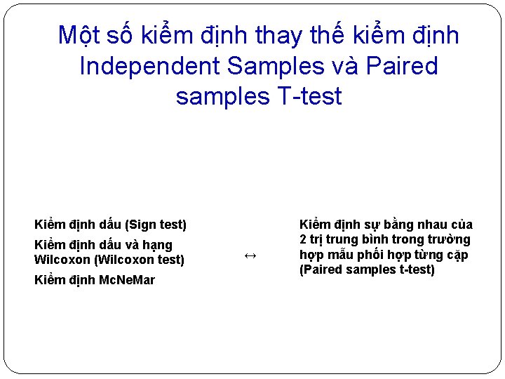 Một số kiểm định thay thế kiểm định Independent Samples và Paired samples T-test