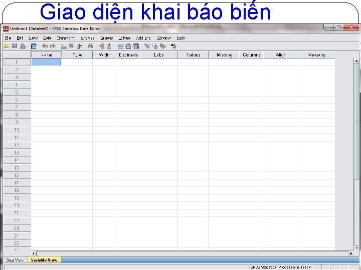 Giao diện khai báo biến 